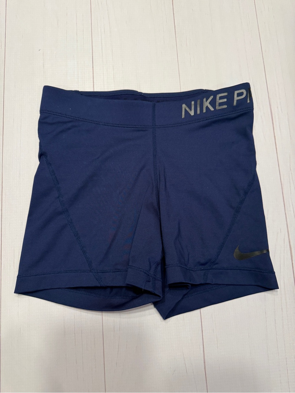 Nike Women's Navy Blue Bike Shorts with Reflective Swoosh